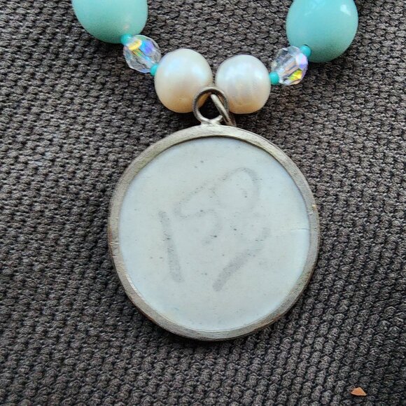 Etsy Hand Painted Pastel Floral Medallion Beaded Necklace - Picture 13 of 13